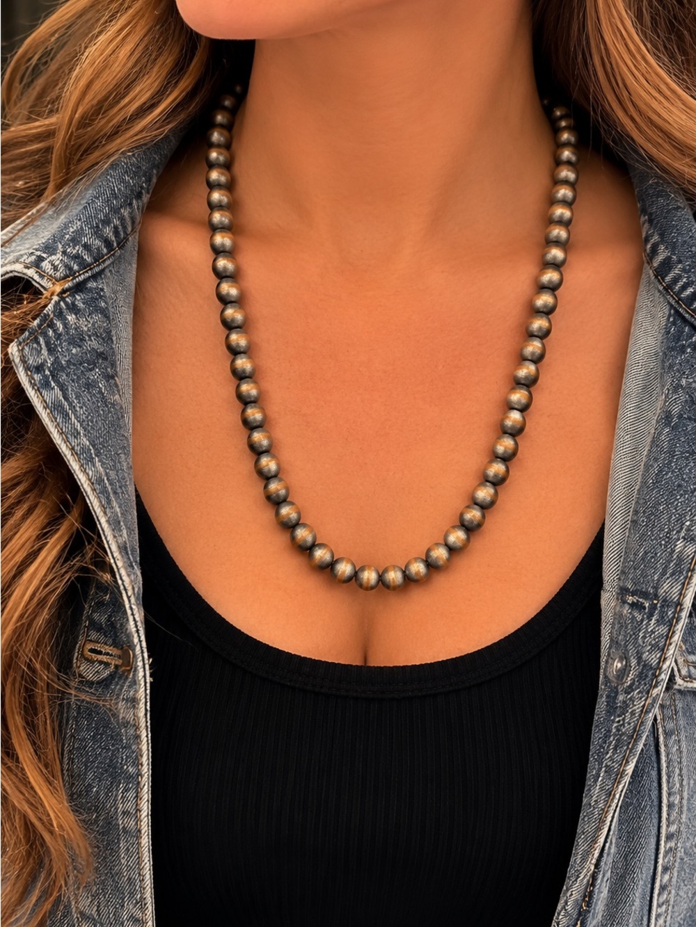 New Copper Navajo Pearl Style Beaded Necklace 20-22” Southwestern Boho